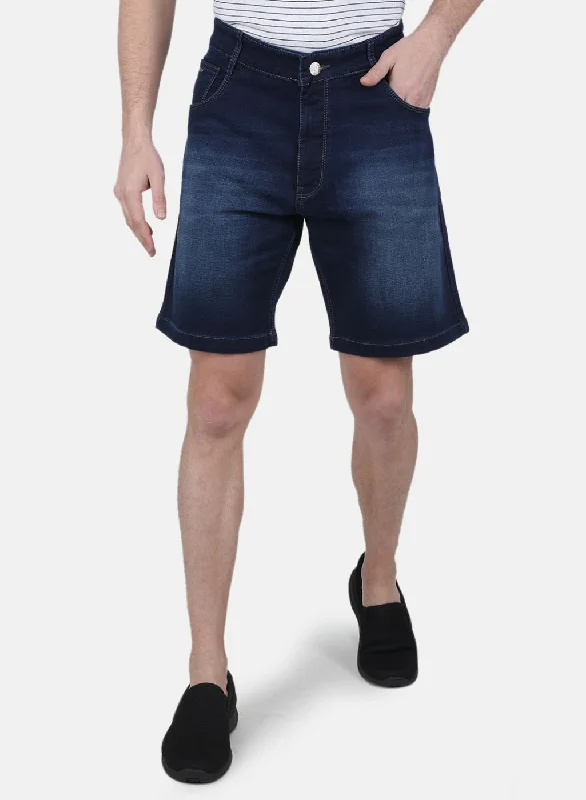 Casual Shirts Men Blue Solid Short