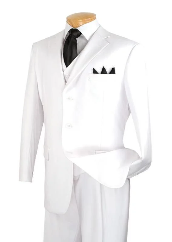 Athletic Gear Avalon Collection - Regular Fit Men's Suit 3 Button 3 Piece White