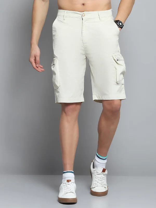 Chic Styles Men Beige Solid Regular Fit Short