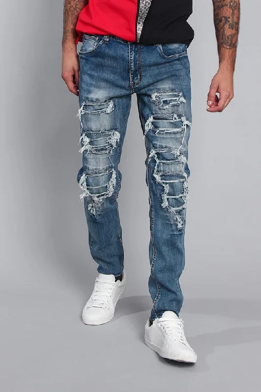 Travel Wear Distressed Denim Jeans