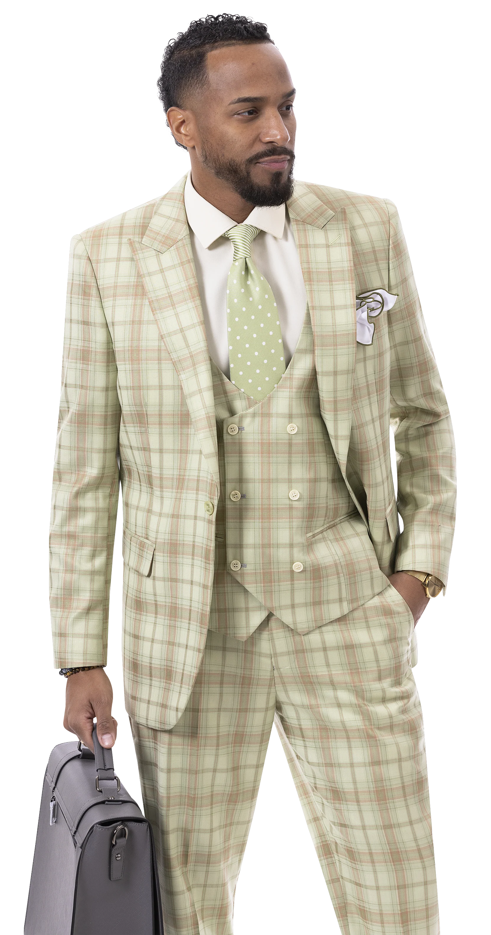 Fashion Jacket Apple Plaid Three Piece Regular Fit Fashion Suit M2785