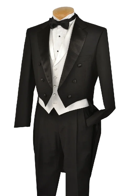 Casual Trousers Men's Tuxedo Regular Fit Collection With Tails 3 Piece In Black