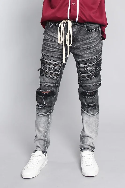 Comfy Pants Distressed Dip Dyed Denim Jeans