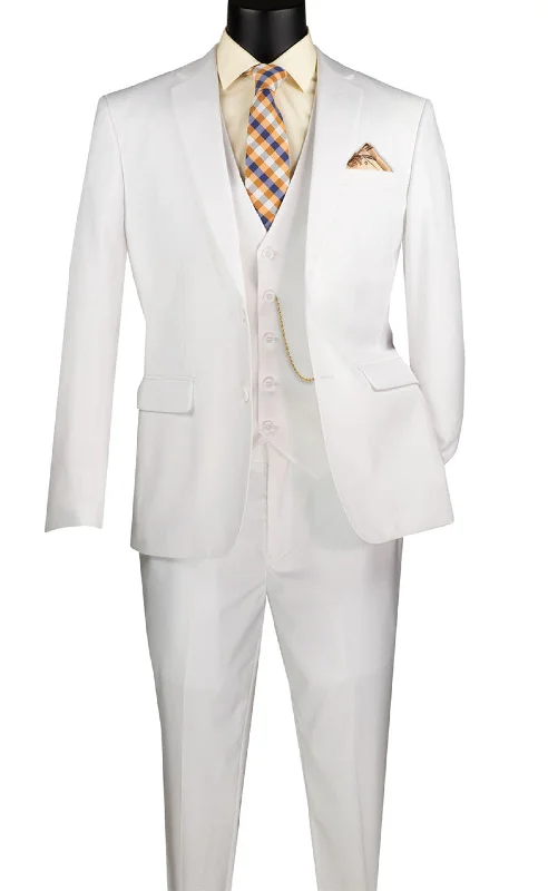 Cool Jackets Slim Fit Men's Suit 3 Piece 2 Button in White