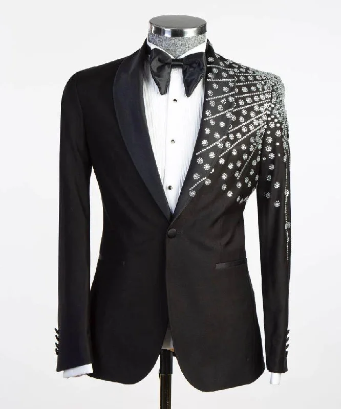 Stylish Casuals Men’s Diamond Stones Tuxedo Suit