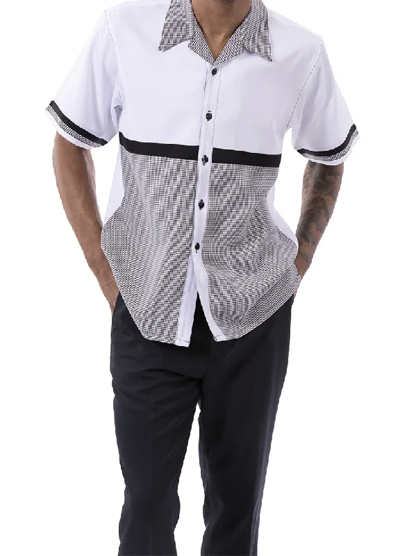 Trendy Sweaters Black Houndstooth Horizontal Color Block Walking Suit 2 Piece Short Sleeve Set Trendy Sweaters Black Houndstooth Horizontal Color Block Walking Suit 2 Piece Short Sleeve Set