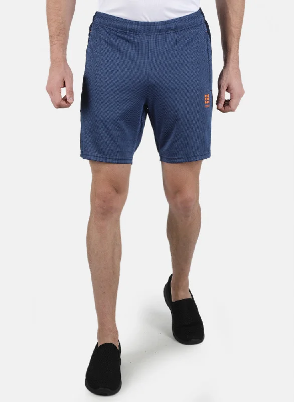 Cool Pieces Men Royal Blue Self Design Shorts