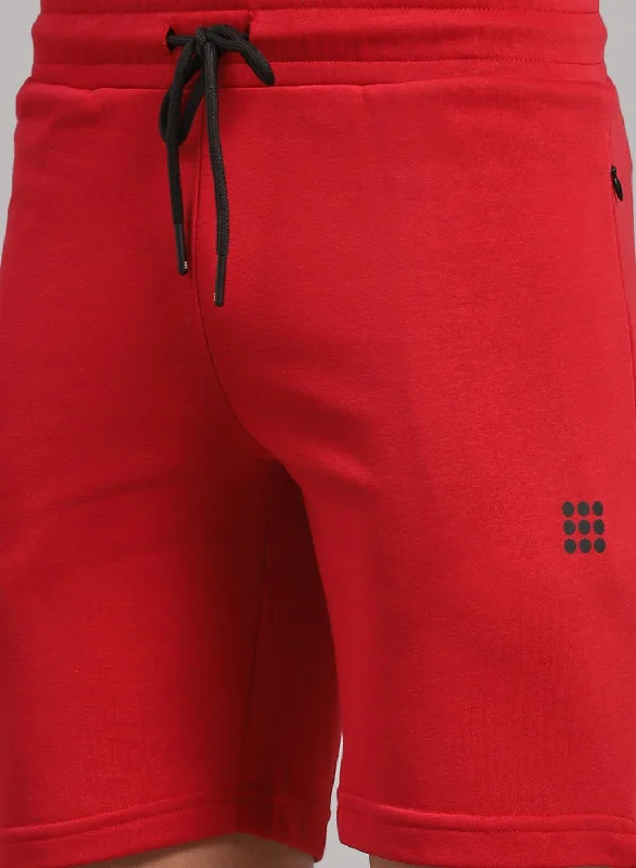 Relaxed T-shirts Men Red Solid Short