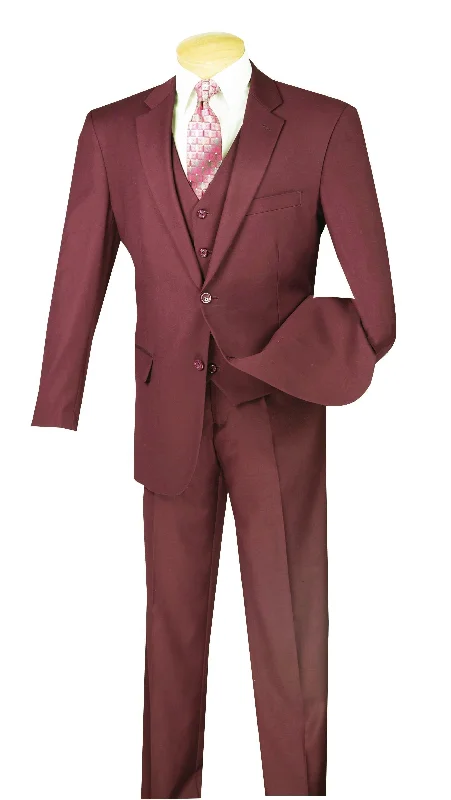 Casual Jackets Morgan Collection - Regular Fit 3 Piece Suit 2 Button in Maroon