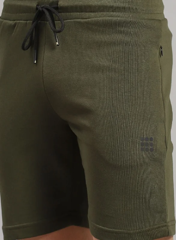Street Style Men Olive Solid Short