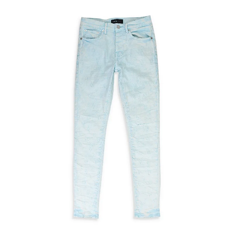 Sleek Designs JACQUARD MONOGRAM BLUE SKINNY JEANS