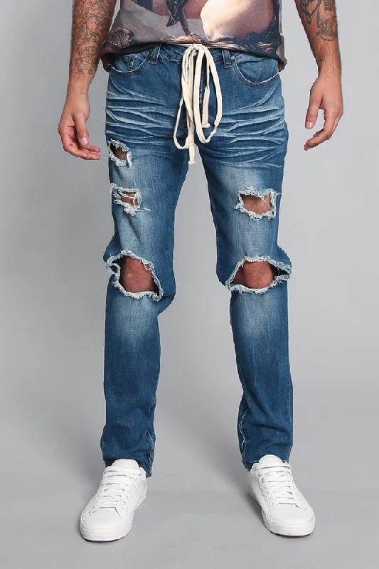 Casual Jackets Distressed Fade Denim Jeans