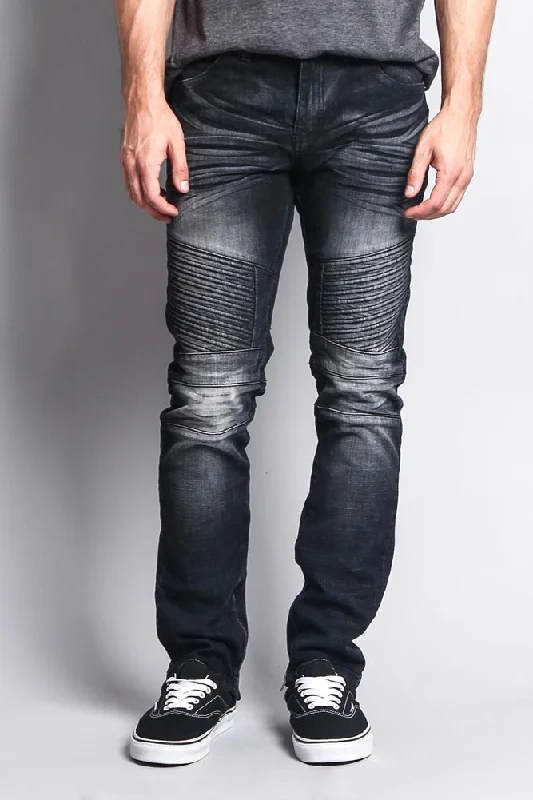 Weekend Styles Men's Faded Skinny Biker Denim Jeans