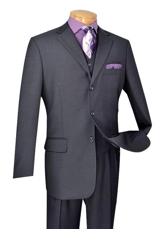 Smart Casual Avalon Collection - Regular Fit Men's Suit 3 Button 3 Piece Heather Gray Smart Casual Avalon Collection - Regular Fit Men's Suit 3 Button 3 Piece Heather Gray