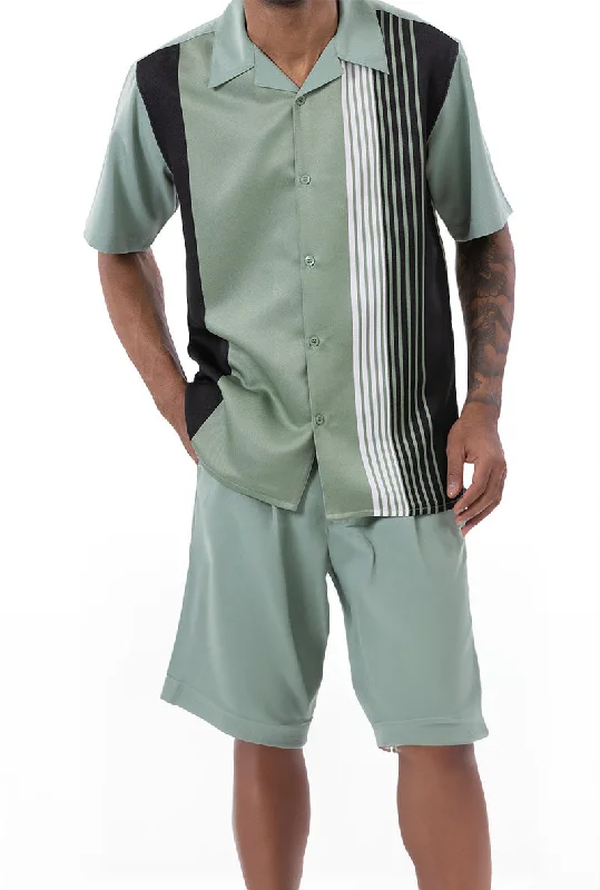 Simple Styles Apple Vertical Stripe Walking Suit 2 Piece Set Short Sleeve Shirt with Shorts Simple Styles Apple Vertical Stripe Walking Suit 2 Piece Set Short Sleeve Shirt with Shorts