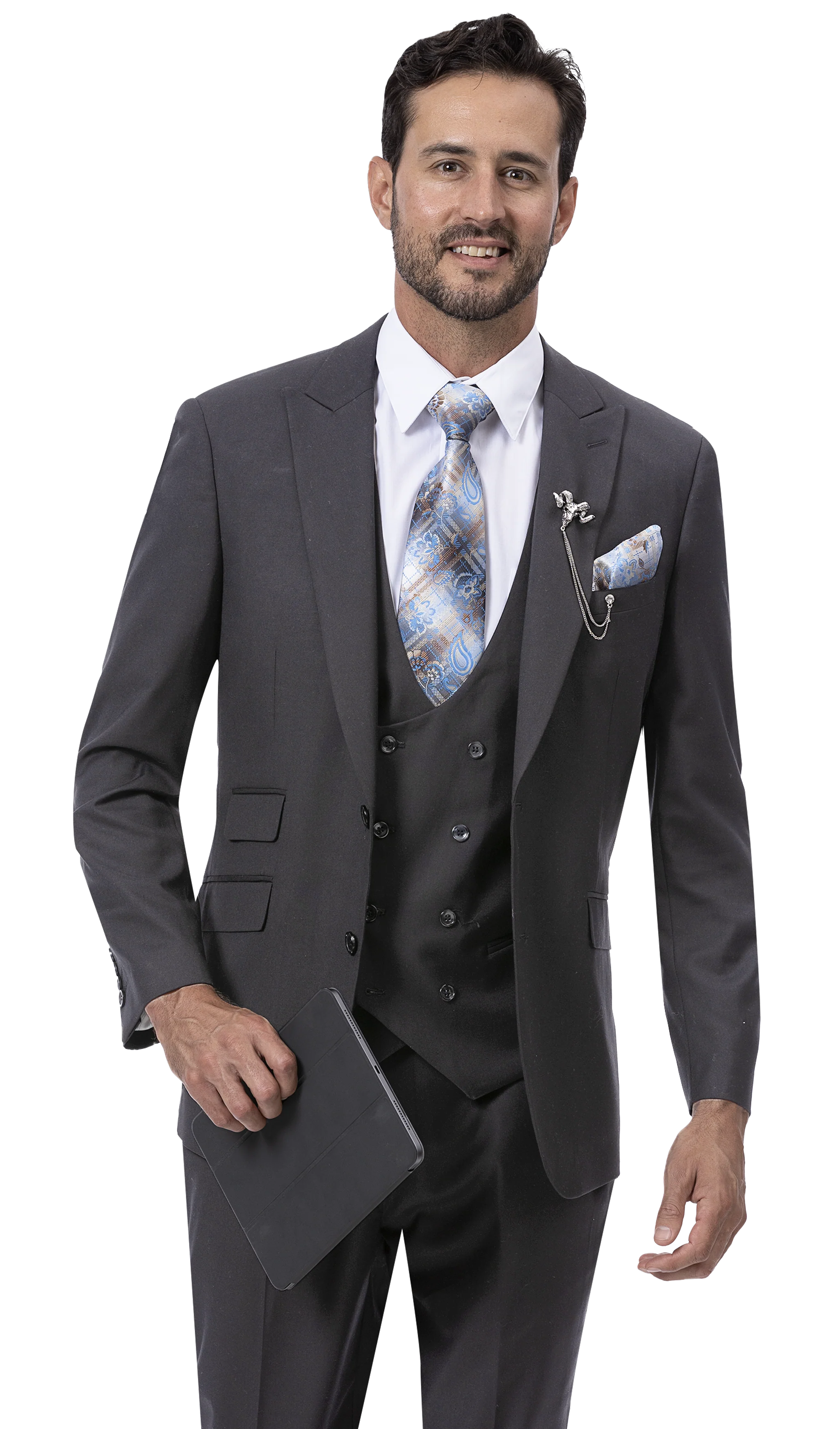 Urban Jackets Charcoal Three Piece Regular Fit Fashion Suit M2770