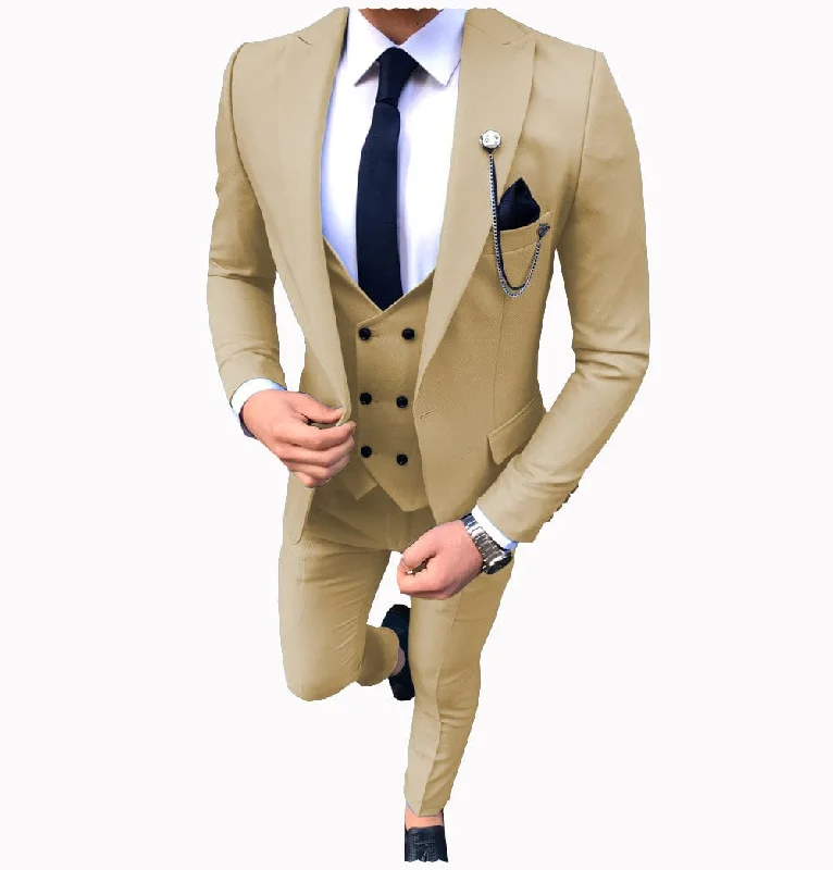 Outdoor Apparel Men's 3 Piece Suit Slim Fit Suits One Button Formal Wedding Prom Suits (Blazer + Vest + Pants) Outdoor Apparel Men's 3 Piece Suit Slim Fit Suits One Button Formal Wedding Prom Suits (Blazer + Vest + Pants)