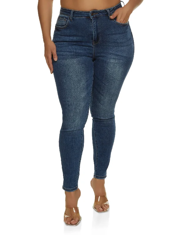 Bold Colors Plus Size WAX Whiskered High Waisted Jeans