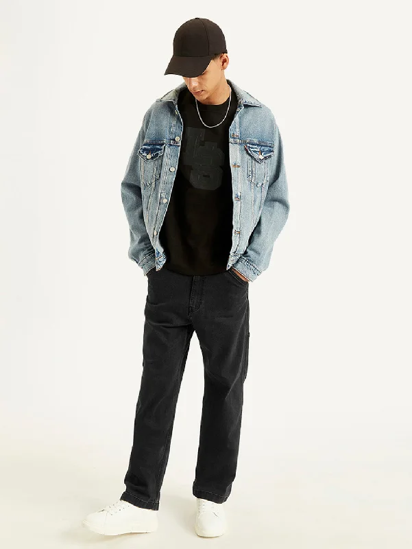 Athletic Outfits Men's 568 Solid Black Jeans