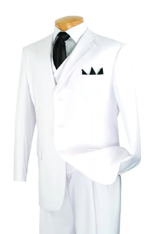 Timeless Wardrobe Mont Blanc Collection - Regular Fit Suit 3 Button 3 Piece in White Timeless Wardrobe Mont Blanc Collection - Regular Fit Suit 3 Button 3 Piece in White