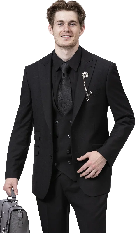 Trendy Tees Black Three Piece Regular Fit Fashion Suit M2770