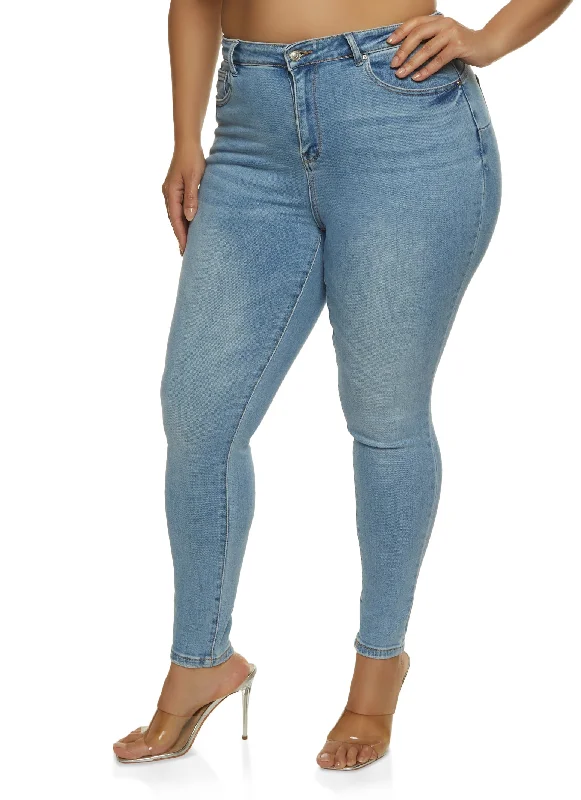 Relaxed Looks Plus Size WAX Whiskered High Waisted Jeans