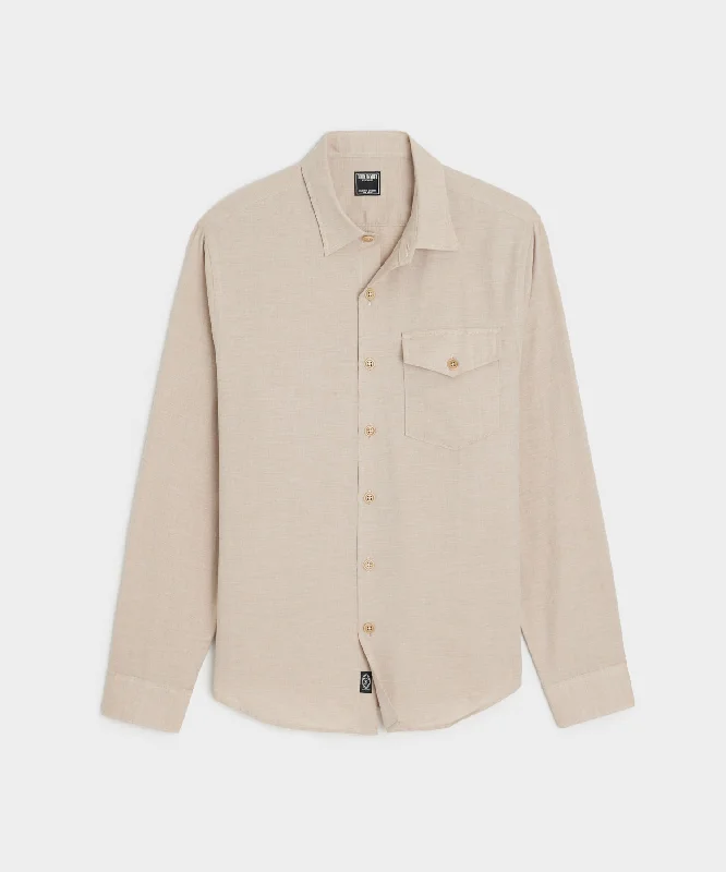 Sleek Designs Cotton-Cashmere Lodge Shirt in Camel