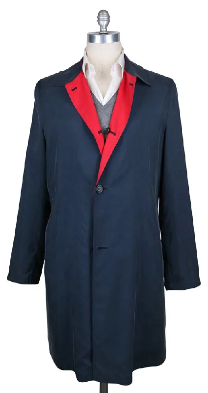 Premium Clothing Kiton Navy Blue Reversible Raincoat