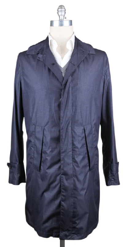 Trendy Apparel Luciano Barbera Navy Blue Raincoat - 40 US / 50 EU
