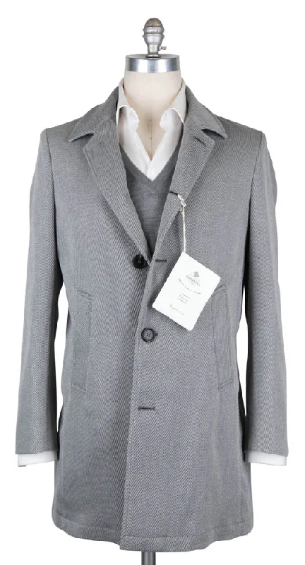 Sporty Jackets Luigi Borrelli Light Gray Coat - 40 US / 50 EU
