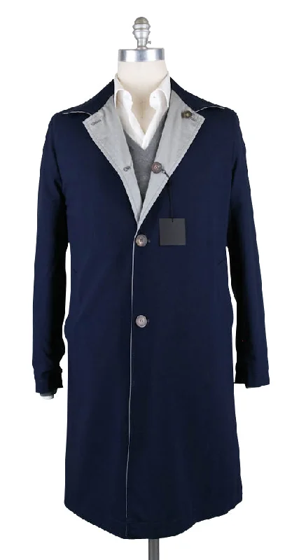 Minimal Apparel Sartorio Napoli Navy Blue Reversible Coat - 40 US / 50 EU