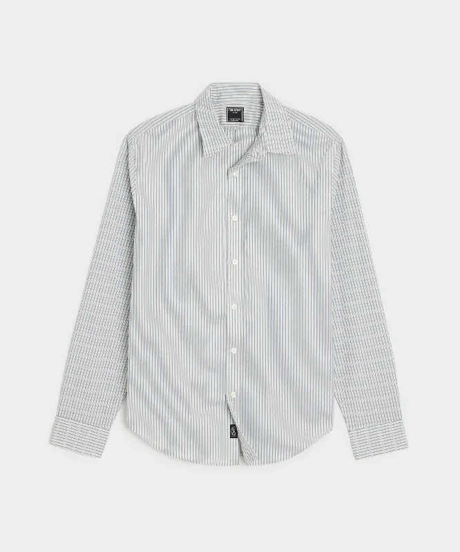 Casual Styles Poplin Sport Shirt in Blue Triple Stripe