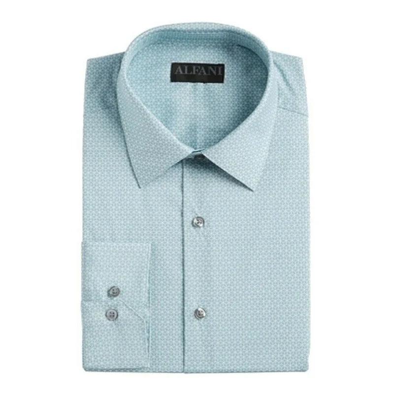 Denim Trends Alfani Men's Alfatech Cube-Print Dress Shirt Gray Size 32 x 33 - 32X33