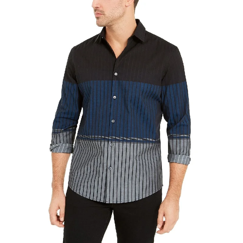 Street Style Alfani Men's Classic-Fit Colorblocked Ombre Stripe Shirt Navy Size Small Street Style Alfani Men's Classic-Fit Colorblocked Ombre Stripe Shirt Navy Size Small