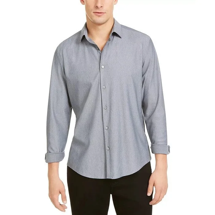 Everyday Apparel Alfani Men's Knit Long Sleeve Shirt Grey Size X-Large