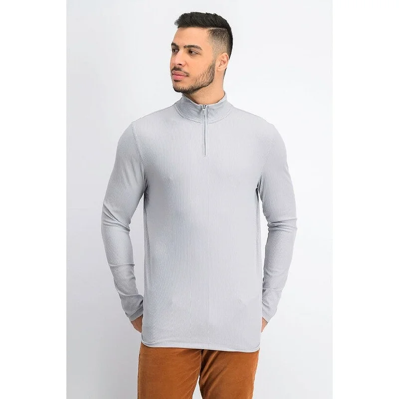 Travel Wardrobe Alfani Men's Lightweight Ribbed Quarter-Zip Pullover Gray Size XXL - XX-Large Travel Wardrobe Alfani Men's Lightweight Ribbed Quarter-Zip Pullover Gray Size XXL - XX-Large