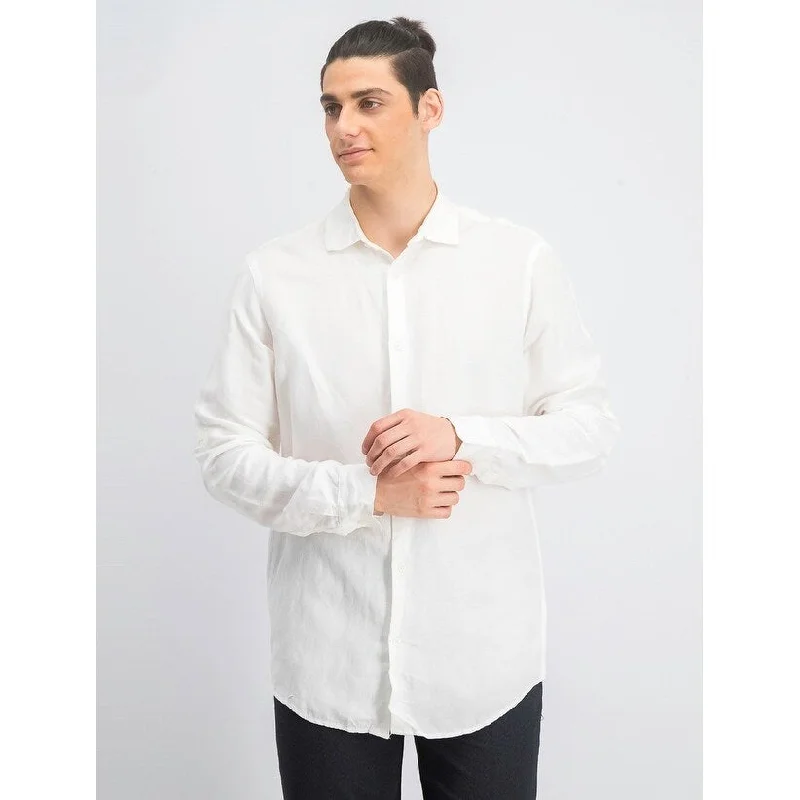Sporty Wear Alfani Men's Platoon Linen Shirt White Size Extra Large - X-Large