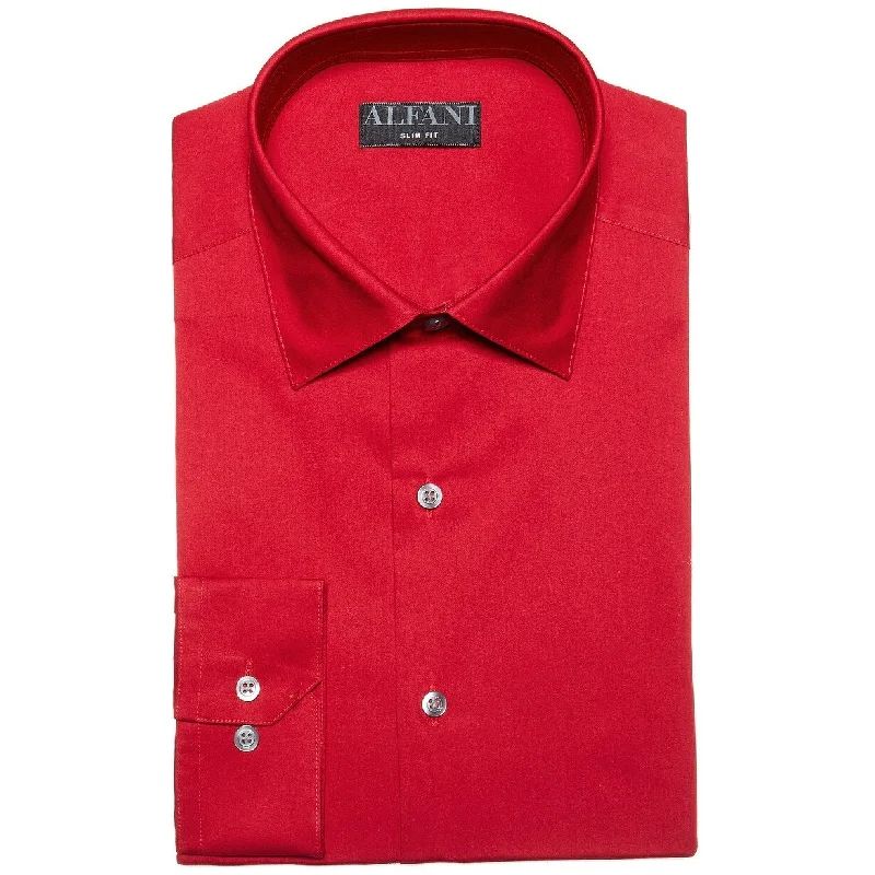 Office Outfits Alfani Men's Slim-Fit Performance Stretch Easy-Care Solid Dress Shirt Red Size 36-37 Office Outfits Alfani Men's Slim-Fit Performance Stretch Easy-Care Solid Dress Shirt Red Size 36-37