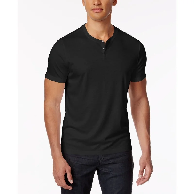 Formal Wear Alfani Men's Stretch Solid Henley T-Shirt Black Size Large