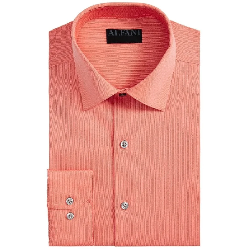 Formal Casuals AlfaTech by Alfani Men's Bedford Cord Dress Shirt Orange Size 15x34-35 Formal Casuals AlfaTech by Alfani Men's Bedford Cord Dress Shirt Orange Size 15x34-35
