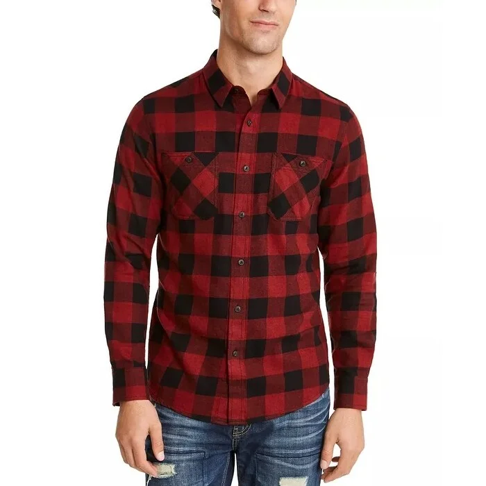 Trendy Sweaters American Rag Men's Austin Check Shirt Red Size X-Large