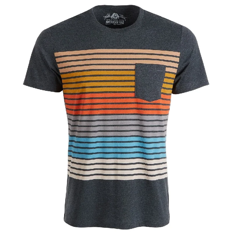 Fashion Bottoms American Rag Men's Colorblocked Striped T-Shirt Charcoal Size XL