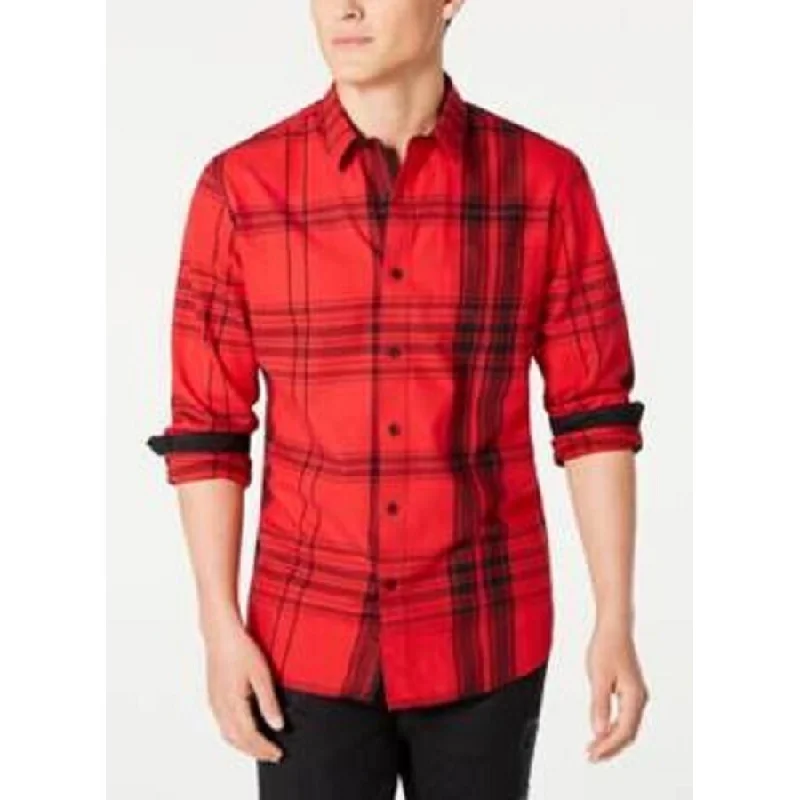 Casual Styles American Rag Men's Frank Regular-Fit Plaid Shirt Red Size Large