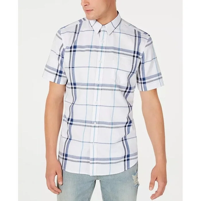 Fashion Tops American Rag Men's Mack Regular-Fit Plaid Shirt White Size X-Large