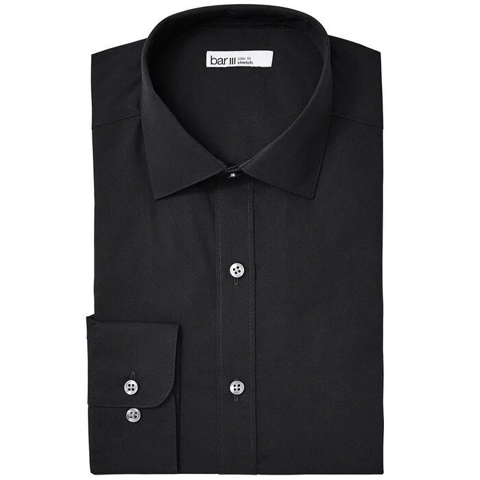 Travel Wardrobe Bar III Men's Slim-Fit Stretch Dress Shirt Black Size 32-33