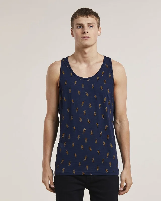 Winter Jackets DAGMAR LIZARD PRINT MENS VEST | NAVY