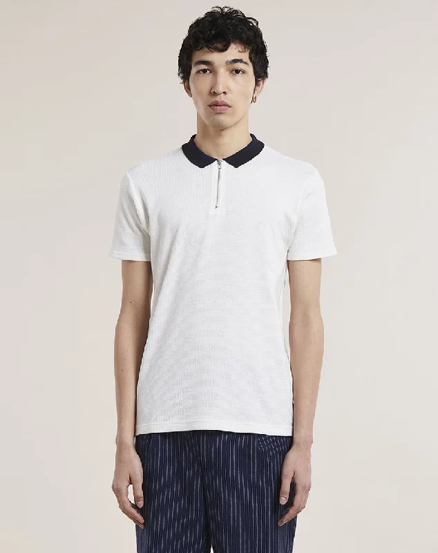 Urban Gear LIONA ZIP NECK  MENS POLO SHIRT | OFF WHITE