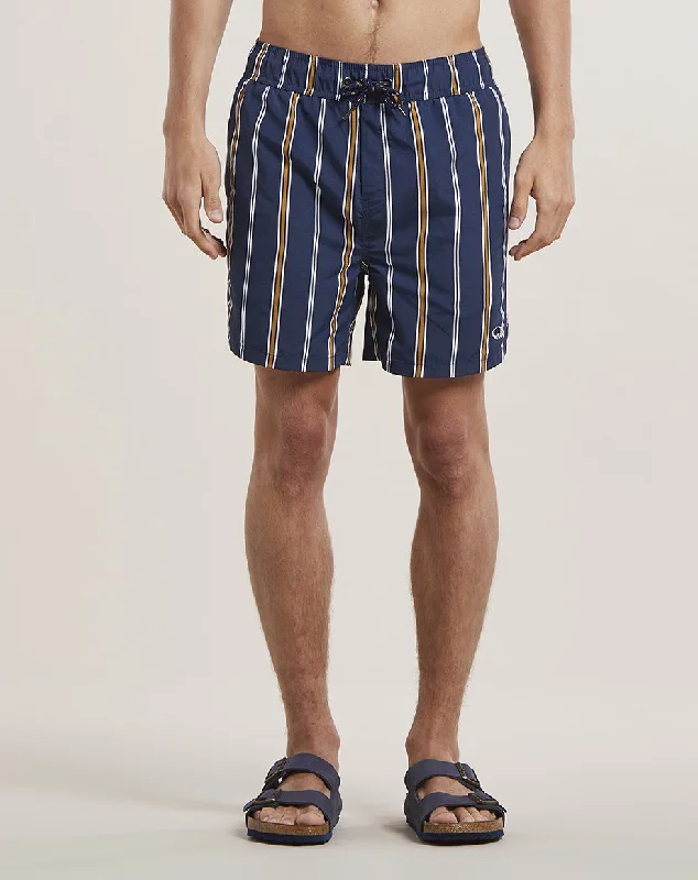 Trendy Tees PRETO STRIPED MENS SWIM SHORTS | NAVY