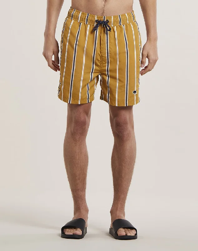 Designer Pieces PRETO STRIPED MENS SWIM SHORTS | TOBACCO