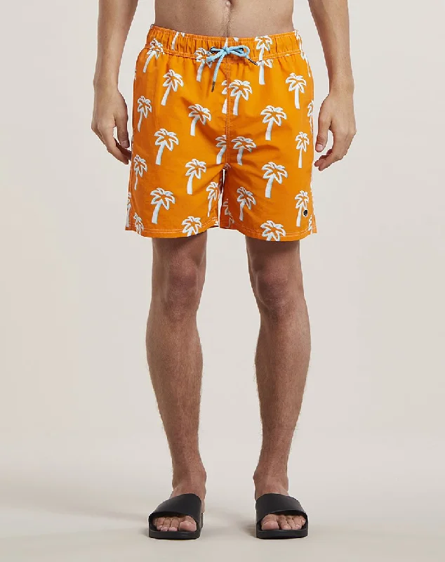 Modern Basics PULCO PALM PRINT MENS SWIM SHORTS SHORTS | ORANGE